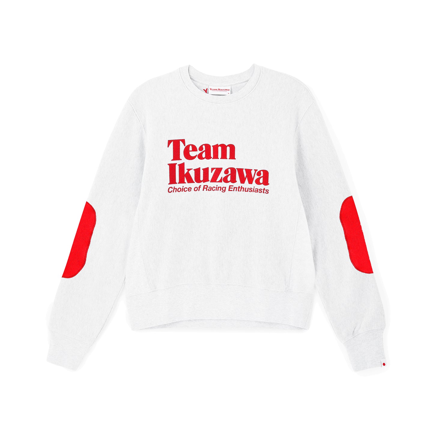 Team Ikuzawa 1980s Heritage Elbow-Patch Crewneck (White & Red)