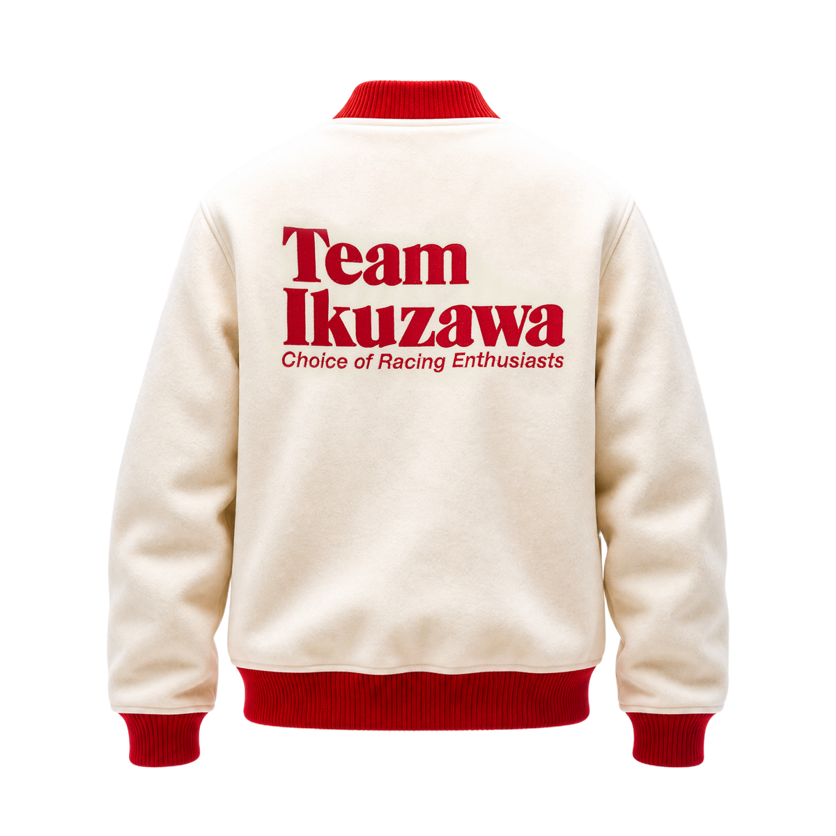 Team Ikuzawa White Wool Varsity Jacket Back