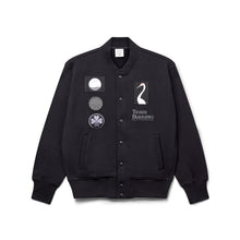 Load image into Gallery viewer, Limited-Edition Loopwheeler x Team Ikuzawa Black Sweatshirt Varsity Jacket