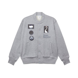 Limited-Edition Loopwheeler x Team Ikuzawa Grey Sweatshirt Varsity Jacket