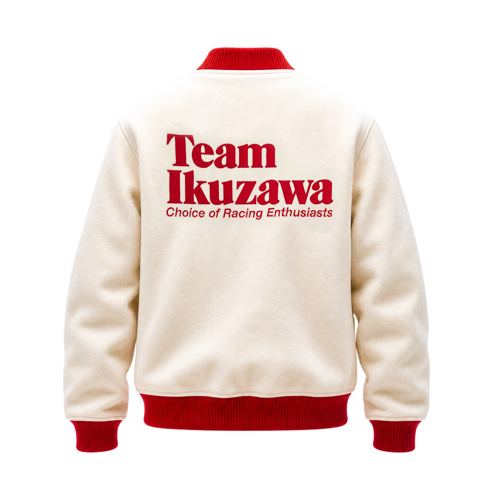 Team Ikuzawa White Wool Varsity Jacket Back