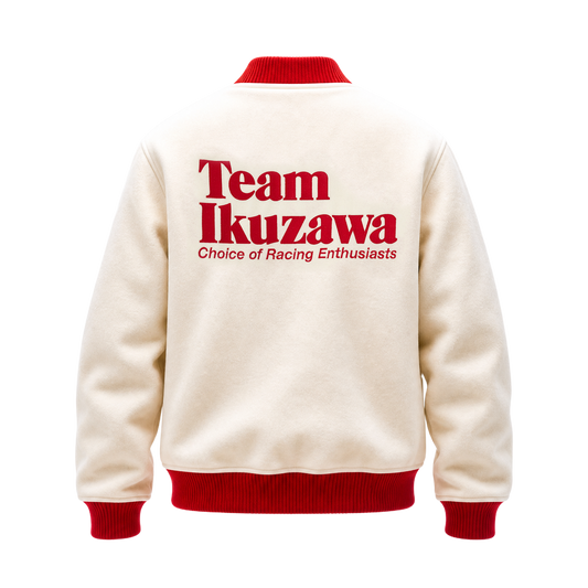 Team Ikuzawa White Wool Varsity Jacket Back